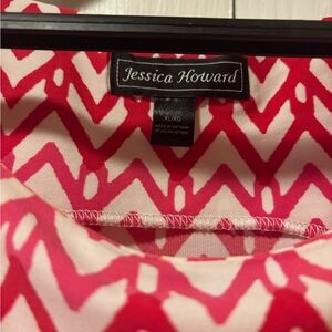 Jessica Howard Hot Pink and White Zigzag Dress